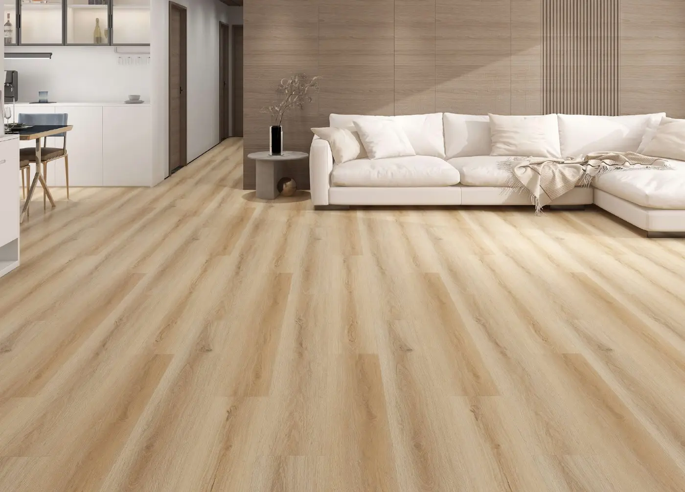 EIR 6.5mm Golden Oak luxury vinyl plank in a finished room