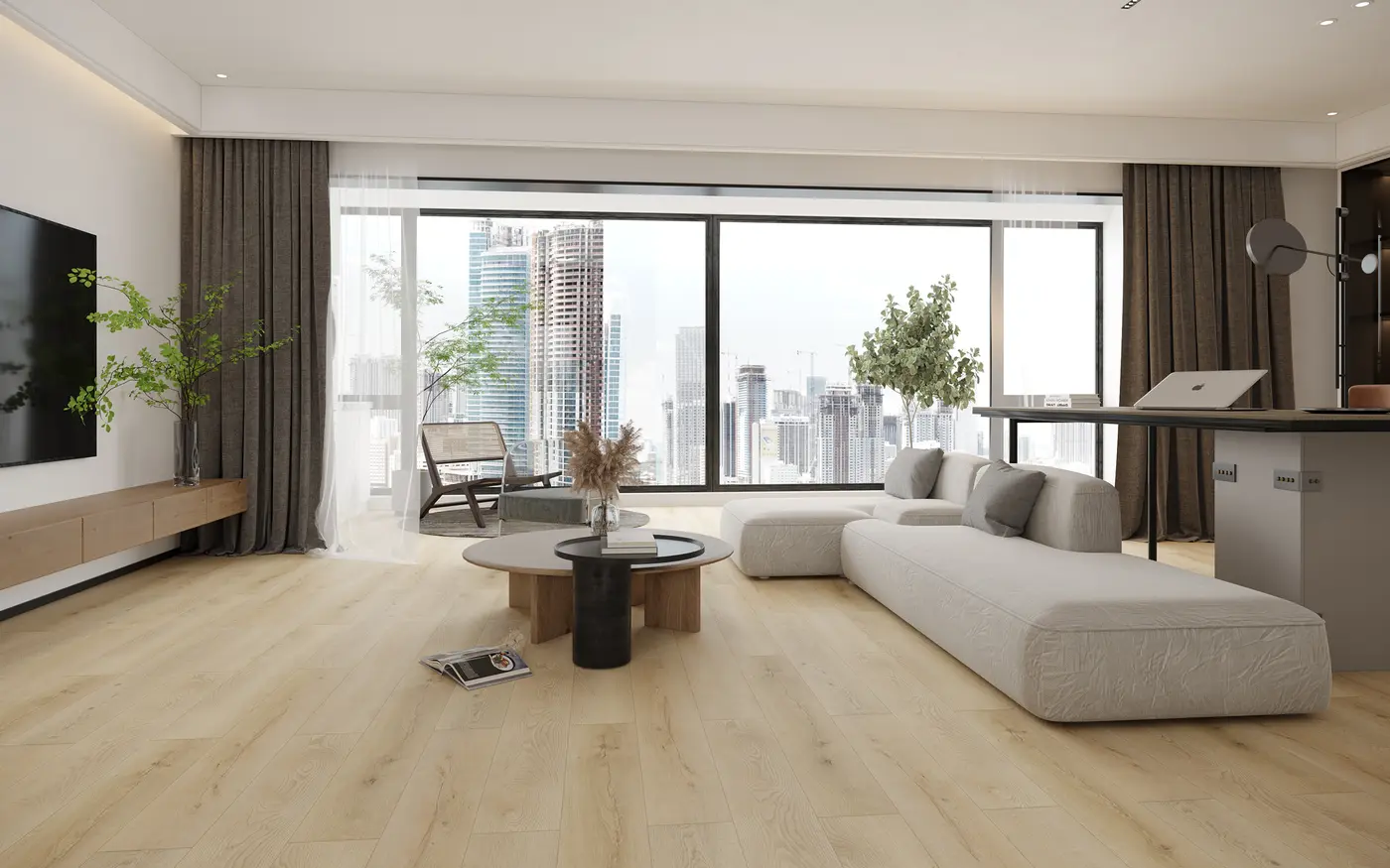 IRIS Maple luxury vinyl plank in a finished room