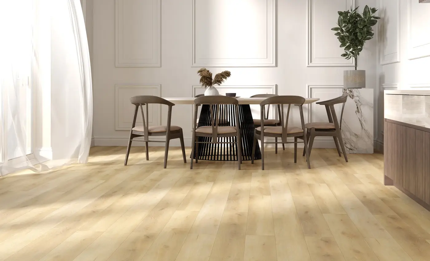 IRIS Oak luxury vinyl plank in a finished room