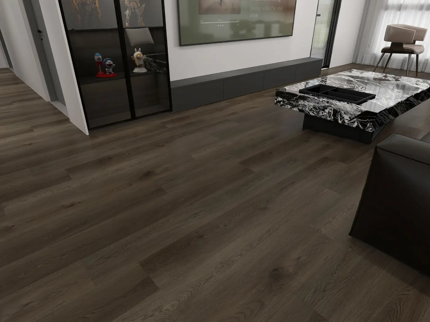 Lifeproof Collection (2026) Smoked Walnut luxury vinyl plank in a finished room