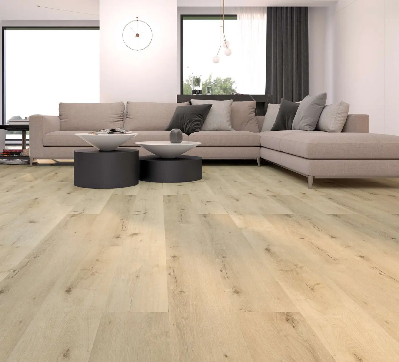 SSR 6.5mm Golden Beige luxury vinyl plank in a finished room