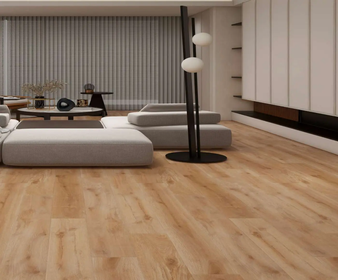 Ultra Clean SPC Honey Maple luxury vinyl plank in a finished room