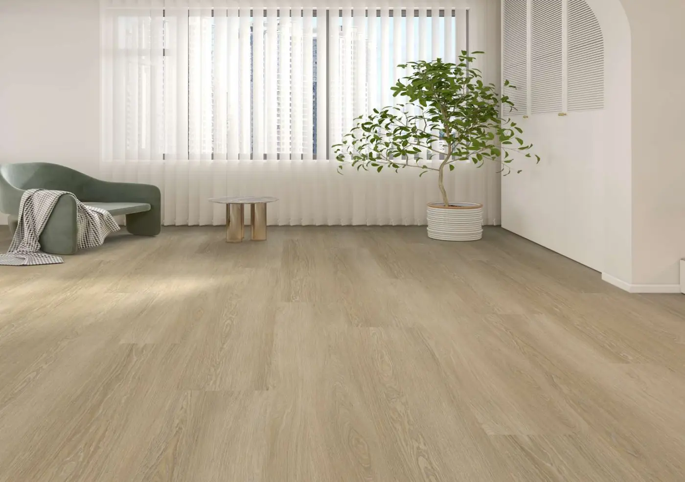 Ultra Clean SPC Pale Willow luxury vinyl plank in a finished room
