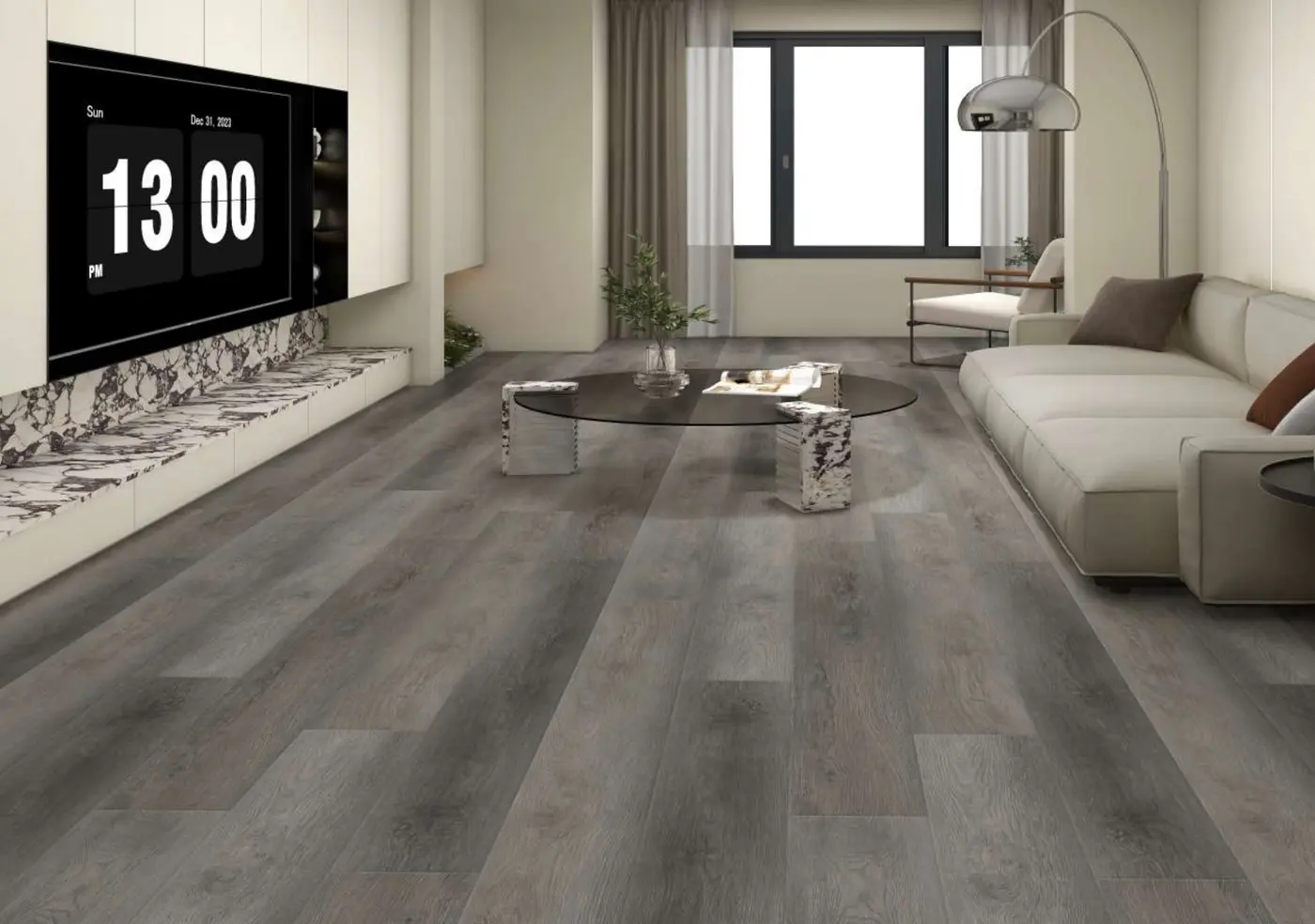 Ultra Clean SPC Urban Oak luxury vinyl plank in a finished room