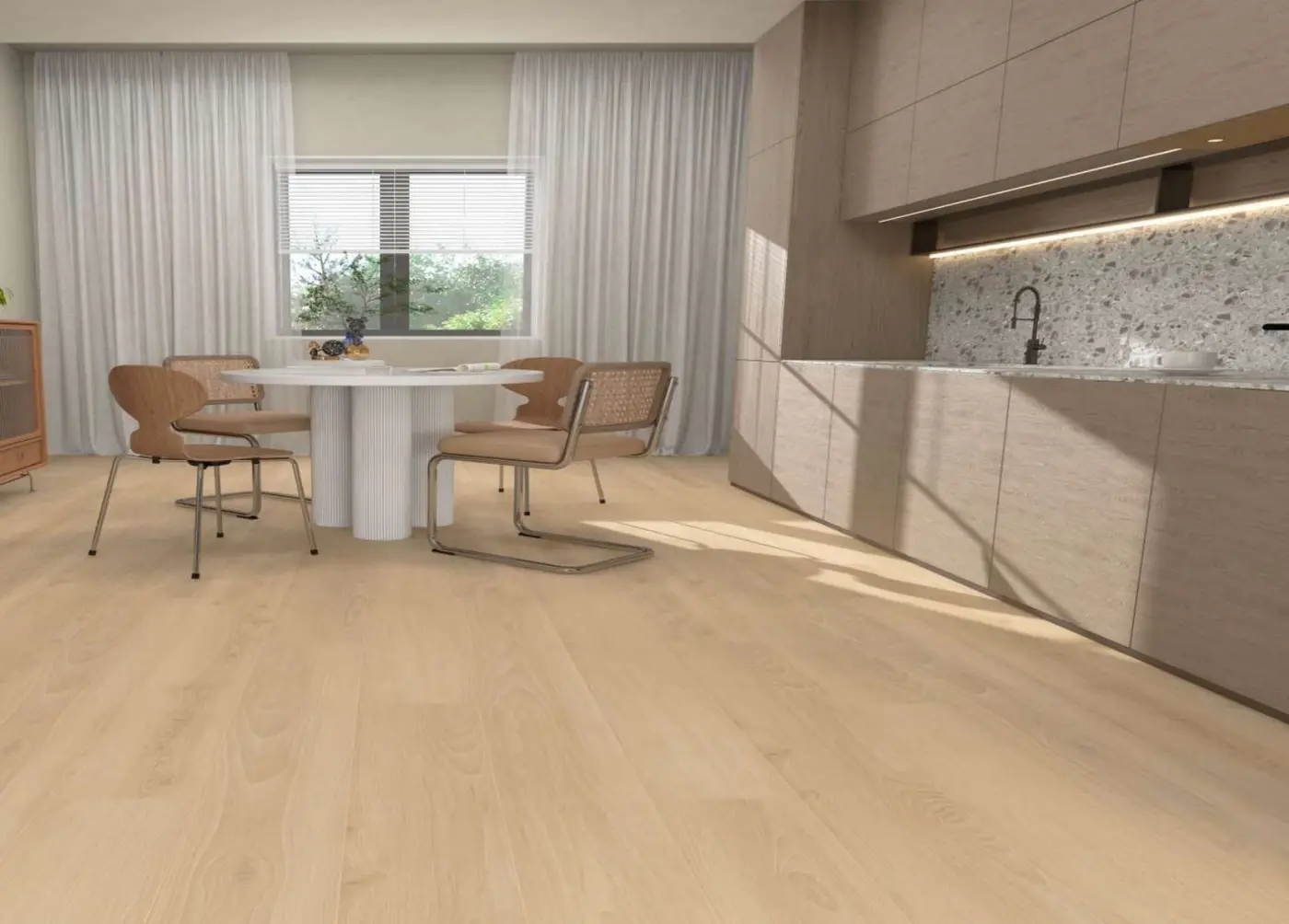 Ultra Clean SPC Vanilla Oak luxury vinyl plank in a finished room