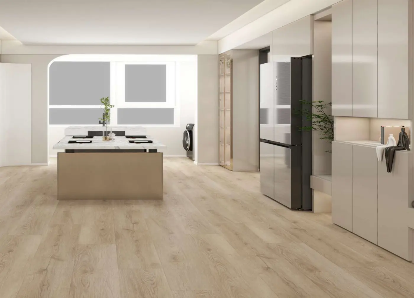 Ultra Clean SPC Wheat Oak luxury vinyl plank in a finished room