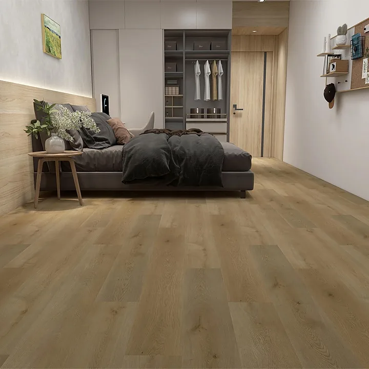 XD-5.5mm Natural Oak luxury vinyl plank in a finished room