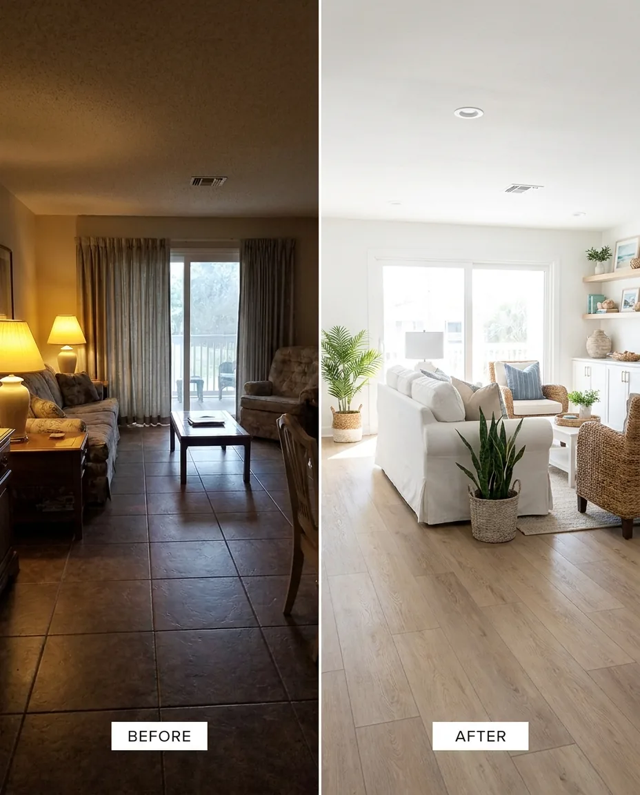 Florida room finished in LVP — Flips & Renovations